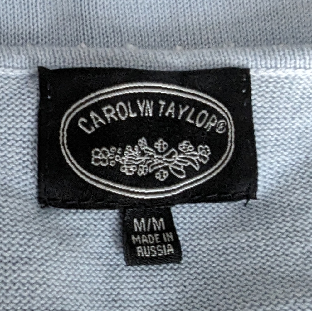 90s Carolyn Taylor Wmns Medium Floral Embroidery Bead Neck Knit Top Cottage 149 - Picture 9 of 13